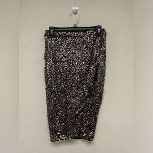 Metaphor Gold Holiday Sequin Knee Length Tulip Skirt Size XS